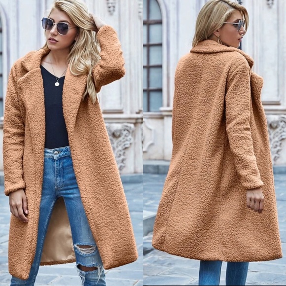 Furry Jacket Coat TAN - Picture 2 of 3